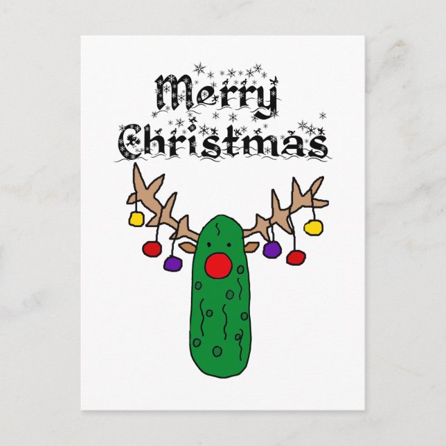 Funny Pickle Reindeer God jul Art Vykort (Framsida)