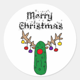 Funny Pickle Rener God jul Art Runt Klistermärke
