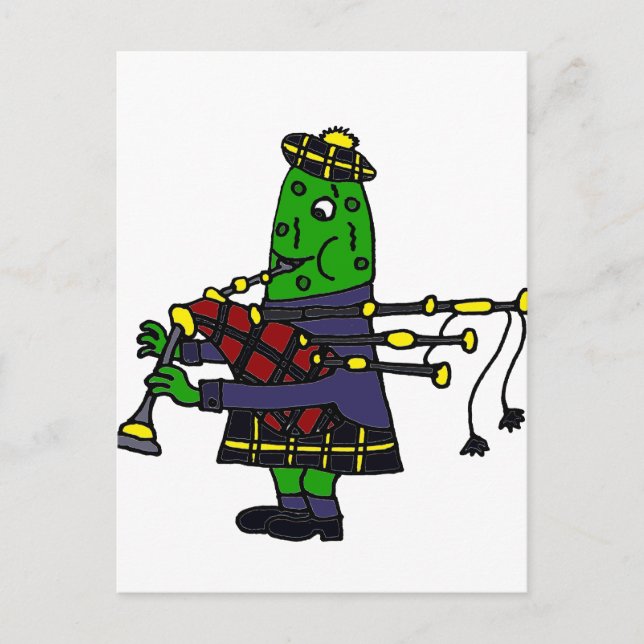 Funny Pickle-uppspelning av säckpipor Original Vykort (Framsida)