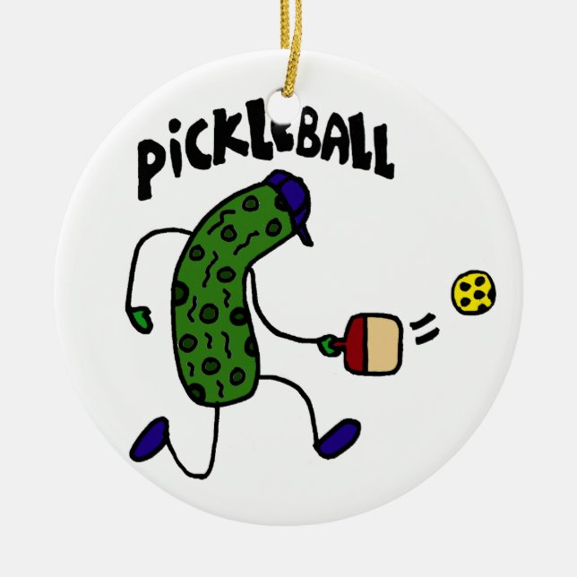 Funny Pickle-uppspelningspickleball Julgransprydnad Keramik (Framsidan)