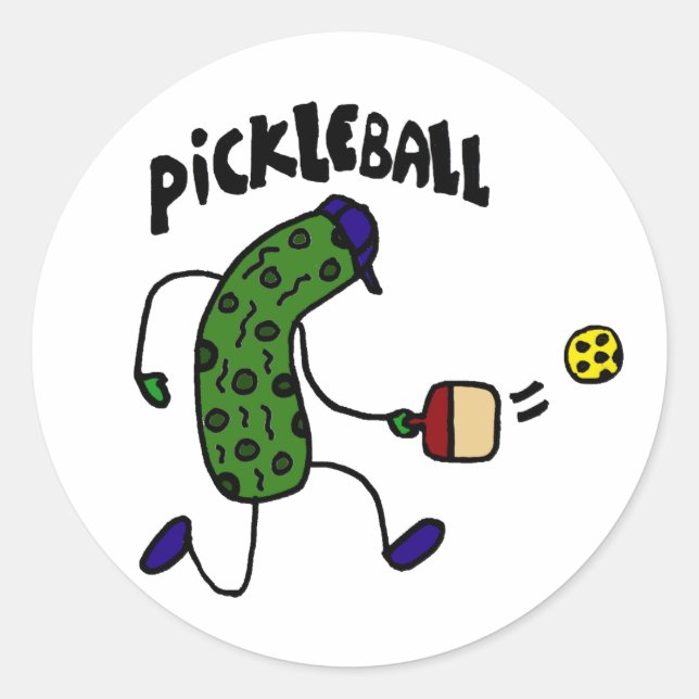 Funny Pickle-uppspelningspickleball Runt Klistermärke (Framsida)