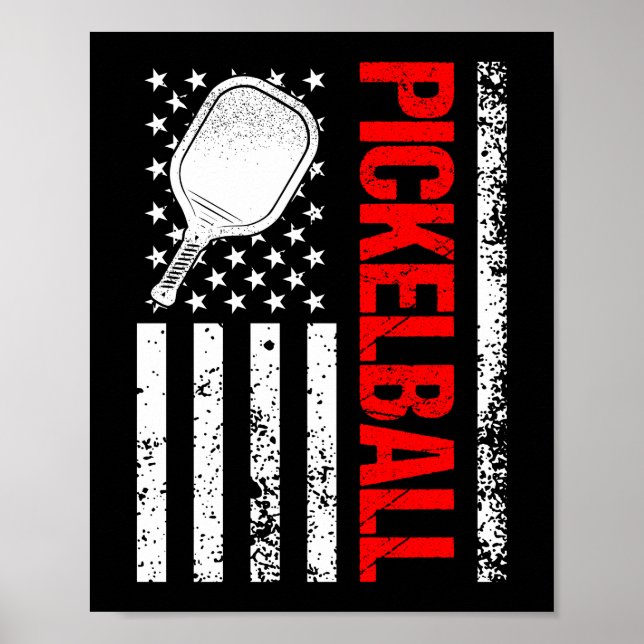 Funny Pickleball American Flagga American Flagga Poster (Framsidan)