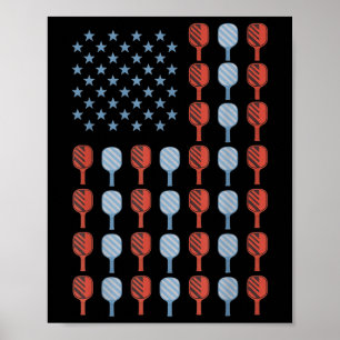Funny Pickleball American Flagga USA Manar Women 4 Poster