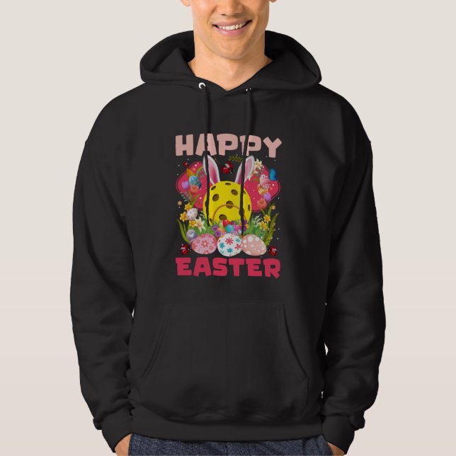 Funny Pickleball Ball & Paddles Bunny Ears Easter  Hoodie (Framsida)