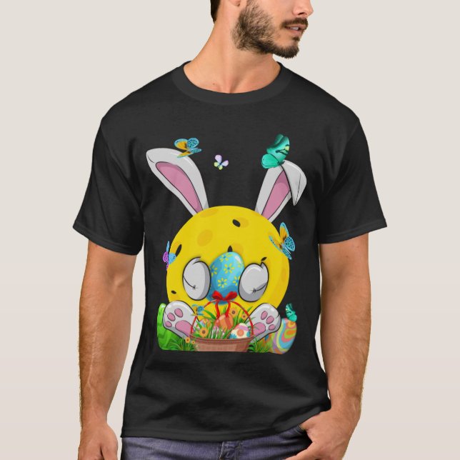 Funny Pickleball Boll & Paddles Bunny Öron Påsk T Shirt (Framsida)
