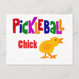 Funny Pickleball Chick Art Vykort