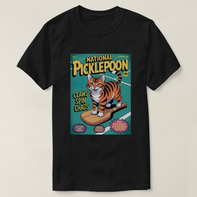 Funny Pickleball Claws Spin Chaos Cat Paddle T Shirt (Design framsida)