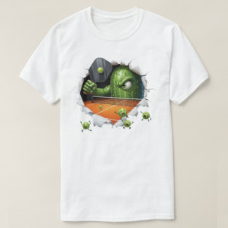 Funny Pickleball Creature Dominates Court Scene T Shirt