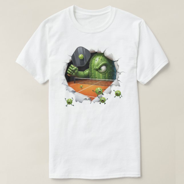 Funny Pickleball Creature Dominates Court Scene T Shirt (Design framsida)