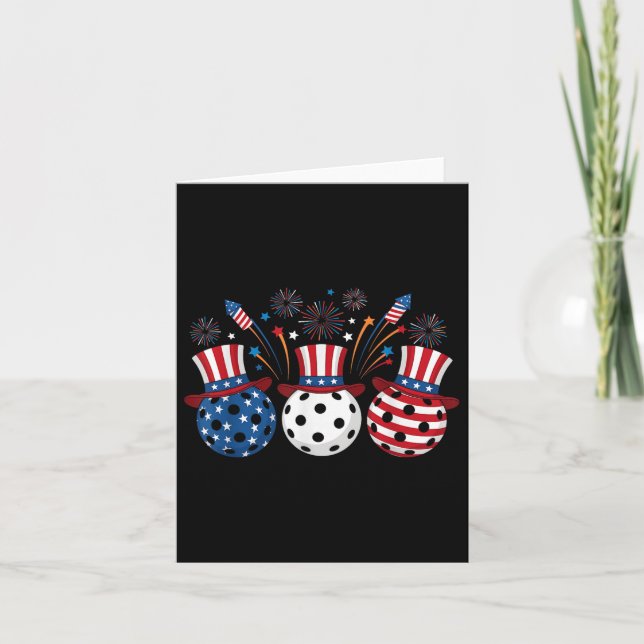 Funny Pickleball Fireworks American USA flagga 4th Kort (Framsida)