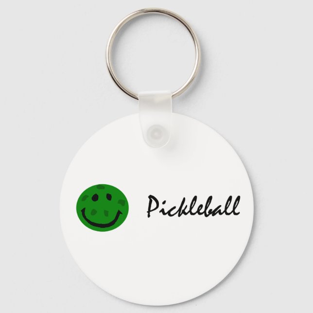 Funny Pickleball Grönt Ansikte Nyckelring (Framsida)