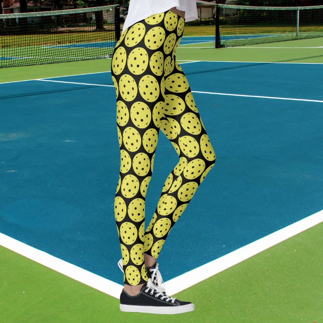 Funny Pickleball Gult Boll och Black Sports Leggings (Skapare uppladdad)