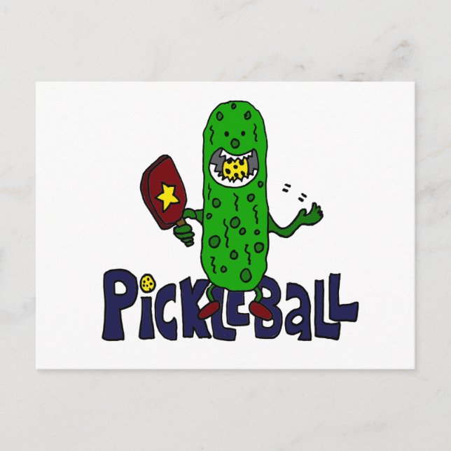Funny Pickleball Monster-Tecknad Vykort (Framsida)