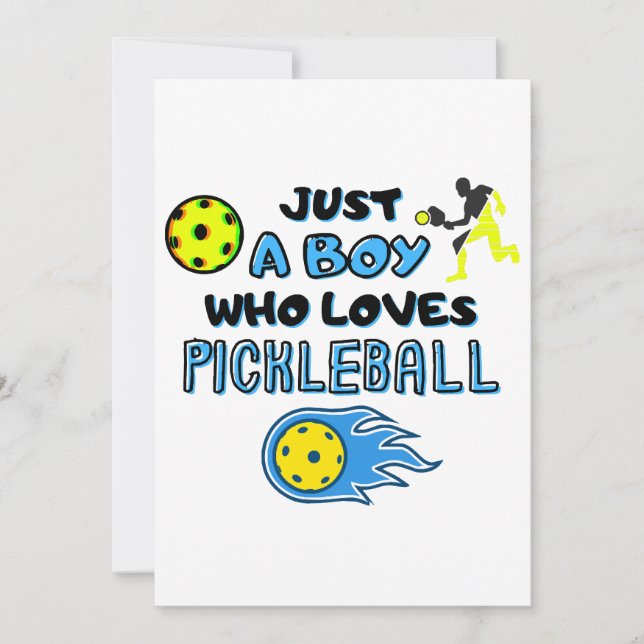 Funny Pickleball Player Just A Boy Who Loves Pickl Inbjudningar (Framsida)