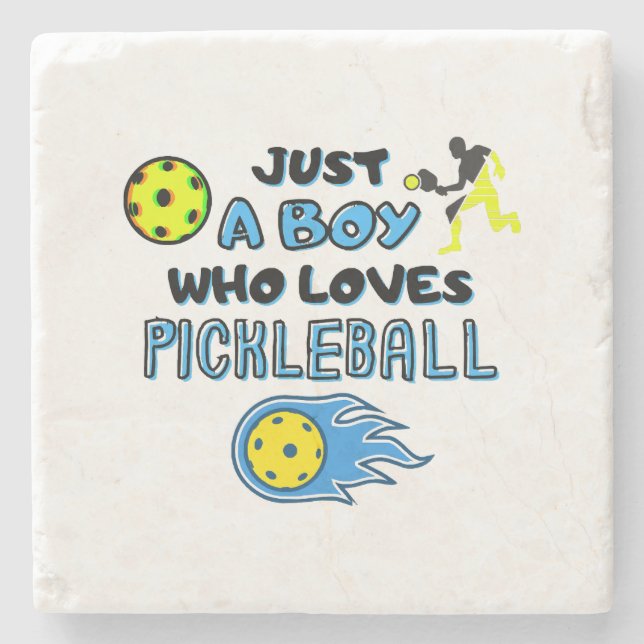 Funny Pickleball Player Just A Boy Who Loves Pickl Stenunderlägg (Framsidan)