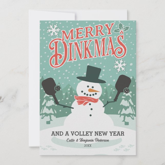 Funny Pickleball Snögubbe God jul Dinkmas Julkort (Framsida)