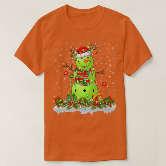 Funny Pickleball Snowman Xmas Lights Pickleball Ch T Shirt (Design framsida)