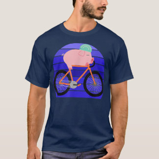 Funny Pig Lover Riding Bike Novelty Animal Birthda T Shirt