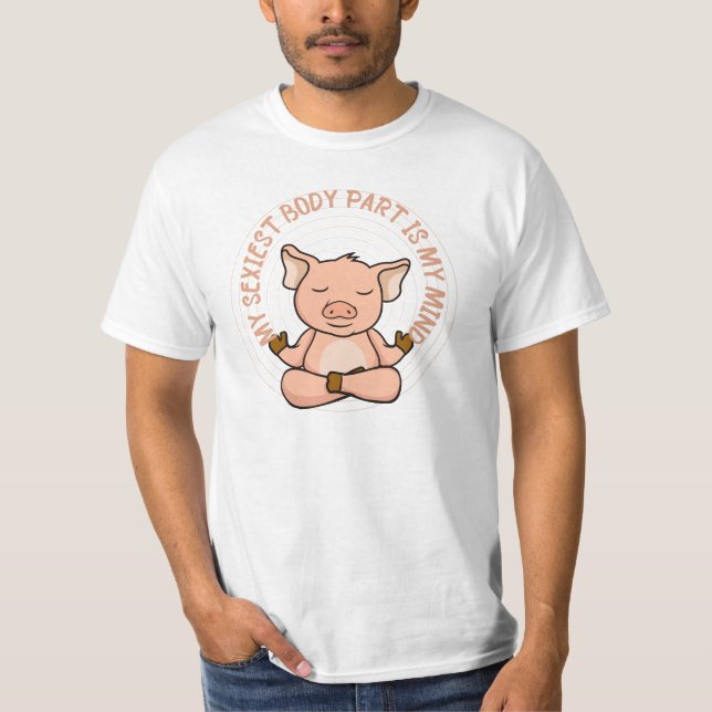 Funny Pig Meditation Practice Gift T Shirt (Framsida)
