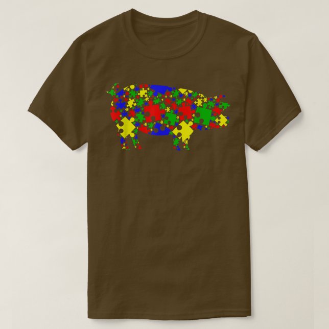 Funny Pig Puzzle Animals Lover Autism Awareness  T Shirt (Design framsida)