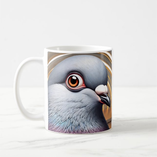 Funny Pigeon Ansikte Kaffemugg (Vänster)