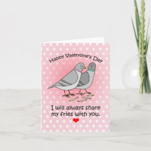 Funny Pigeon Fransk Fry Älskare Cute Valentines da Kort