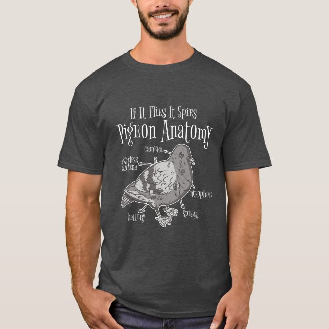 Funny Pigeon Spy T Shirt (Framsida)