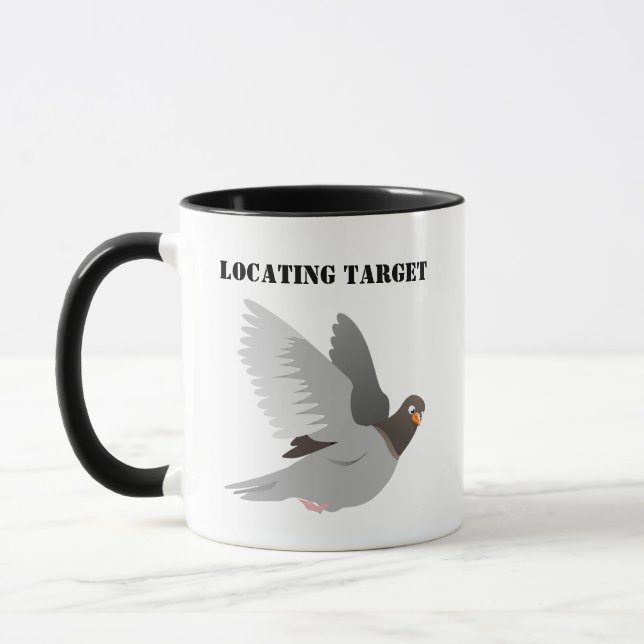 Funny Pigeon-Tecknad - "Locating Target" Bird Humo Mugg (Vänster)