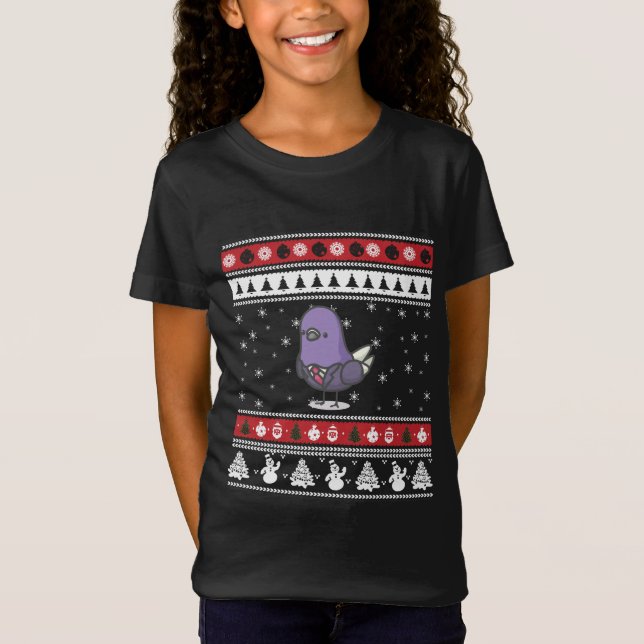 Funny Pigeon Ugly jul T Shirt (Framsida)