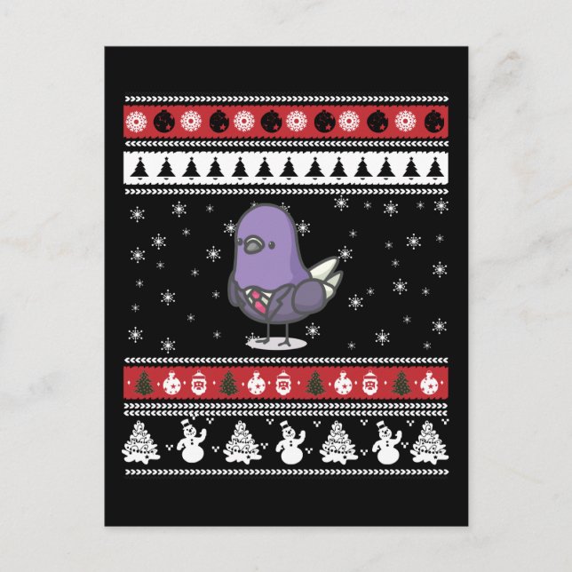 Funny Pigeon Ugly jul Vykort (Framsida)