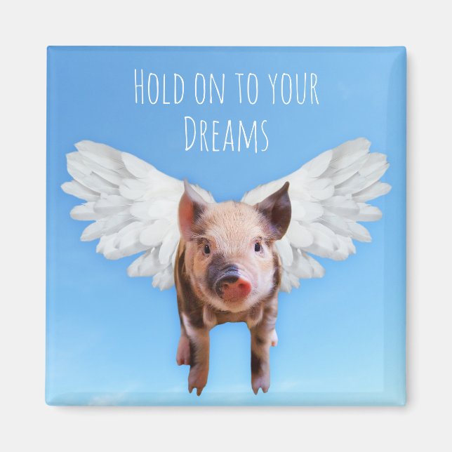 Funny Pigs Might Fly Hold onto Dreams  Magnet (Framsidan)