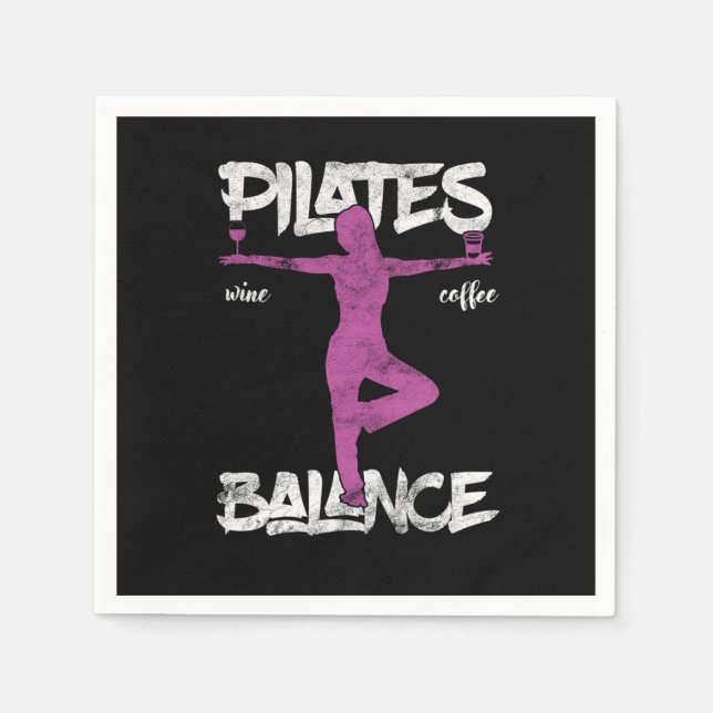 Funny Pilates Balancing Yoga Fitness Wine Drinker  Pappersservett (Framsidan)
