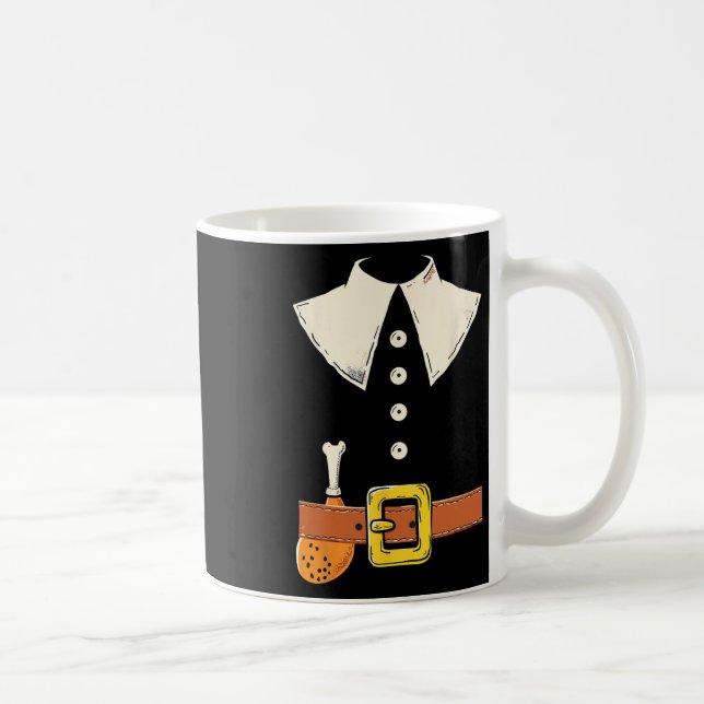 Funny Pilgrim Costume Turkey Leg Thanksgiving Than Kaffemugg (Höger)
