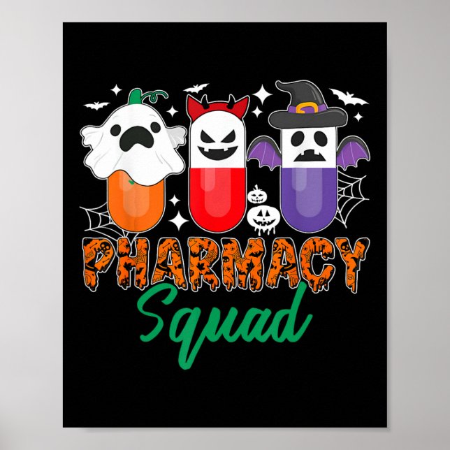 Funny Pills Pharmacist Cute Halloween Pharmacy Squ Poster (Framsidan)