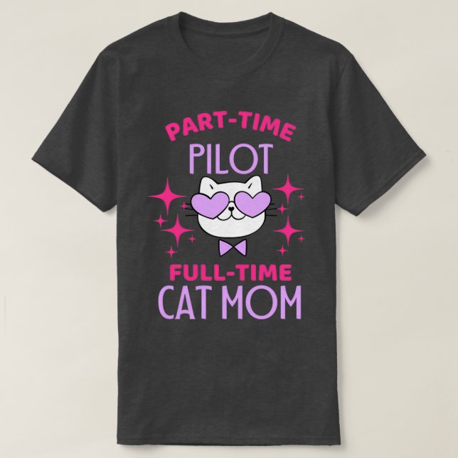 Funny Pilot Cat Lover T Shirt (Design framsida)