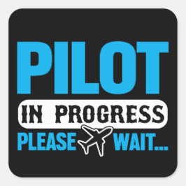 Funny pilot i Progress Flight School Student Fyrkantigt Klistermärke