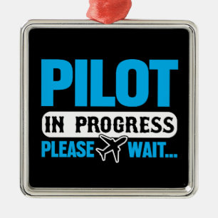 Funny pilot i Progress Flight School Student Julgransprydnad Metall
