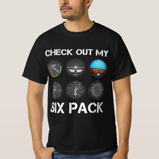 Funny pilot, översta flygplan 6-pack flyginlopp t shirt (Framsida)