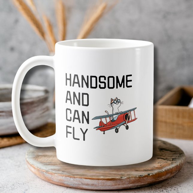 Funny Pilot Quote Handsome and Can Fly Aviator  Kaffemugg (Skapare uppladdad)
