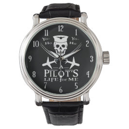 Funny Pilot Skull Kor-flygplan Pirat Humor Armbandsur