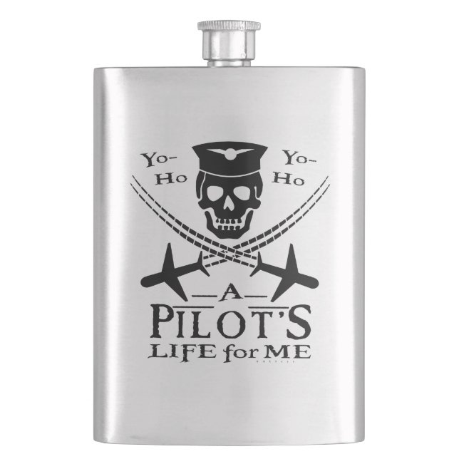 Funny Pilot Skull Kor-flygplan Pirat Humor Fickplunta (Framsidan)