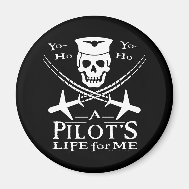 Funny Pilot Skull Kor-flygplan Pirat Humor Magnet (Framsidan)