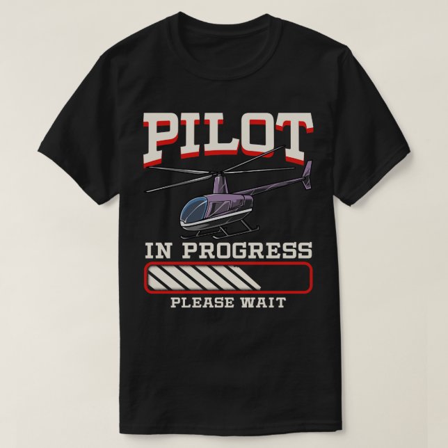Funny pilot under arbete Vänta helikopter T Shirt (Design framsida)