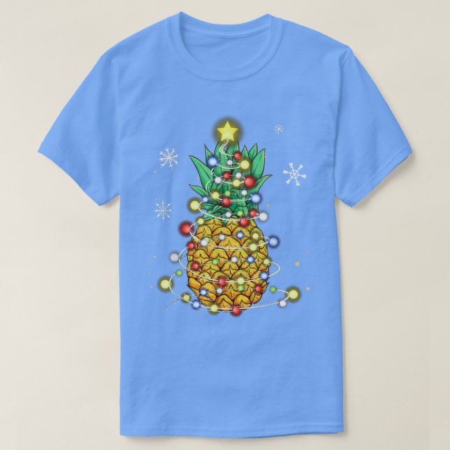 Funny Pineapple Christmas Tree Lights Xmas  T Shirt (Design framsida)