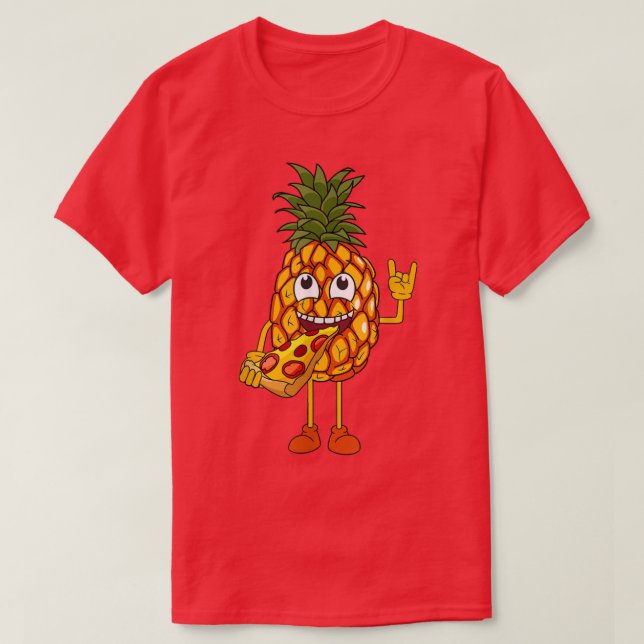 Funny Pineapple Eating Pizza T-Shirt (Design framsida)