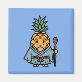 Funny Pineapple Sensei Master Samurai Illustration Magnet