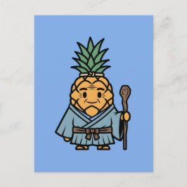 Funny Pineapple Sensei Master Samurai Illustration Vykort