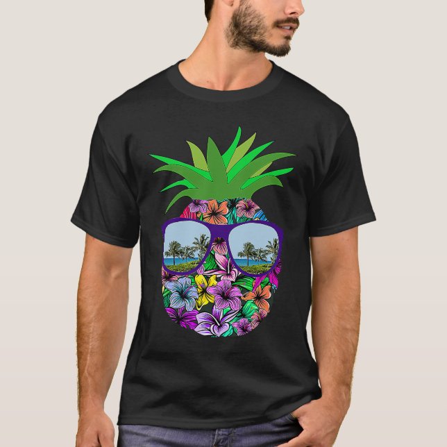 Funny Pineapple Sunglasses Aloha Hawaiian Hawaii B T Shirt (Framsida)