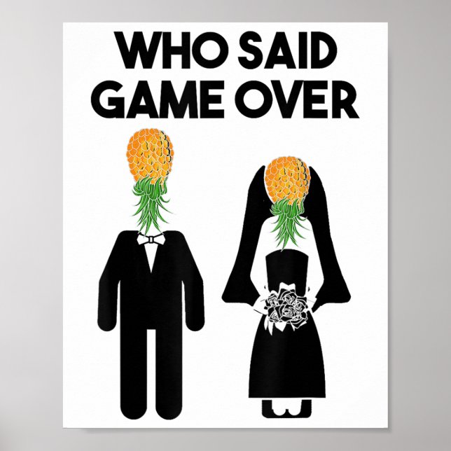 Funny Pineapple Swinger Gift Bröllop Bride Groom M Poster (Framsidan)