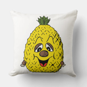 Funny Pineapple Tecknad Ansikte Foodie, ZSSG Kudde